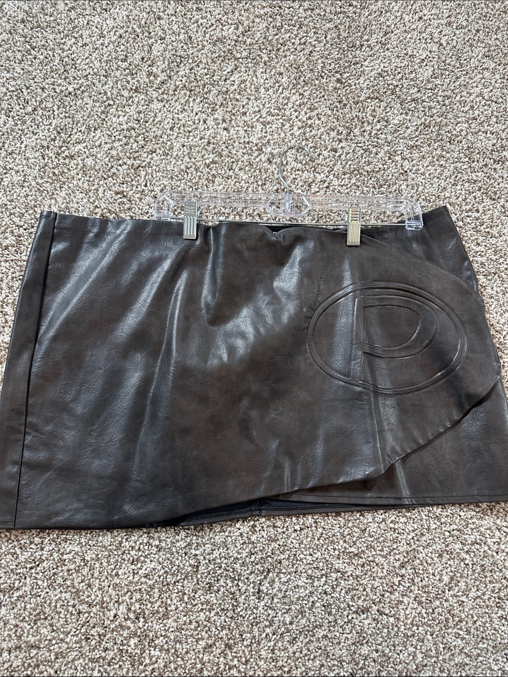 PrettyLittleThing Dark Brown Leatherette Mini Skirt